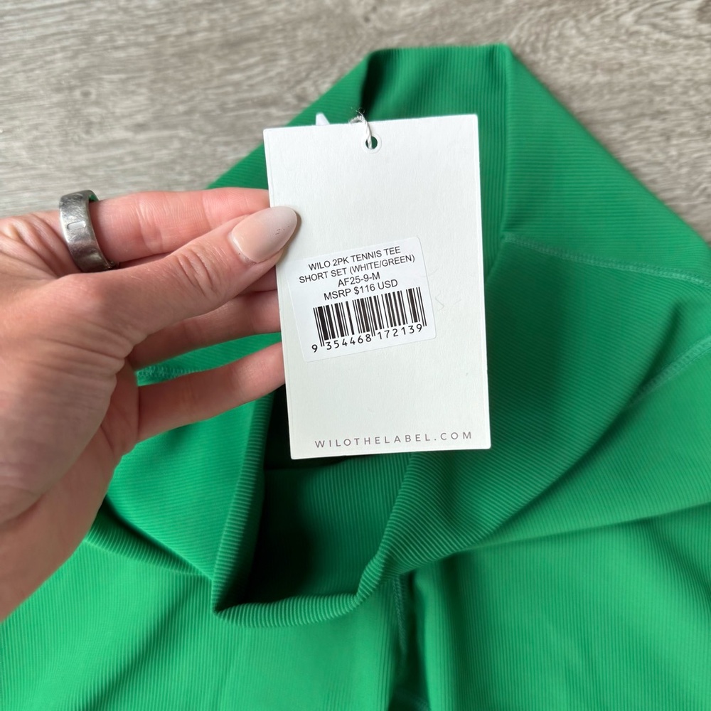 NWT WILO Size Xs + M Ribbed Green Biker Shorts - Picture 4 of 8